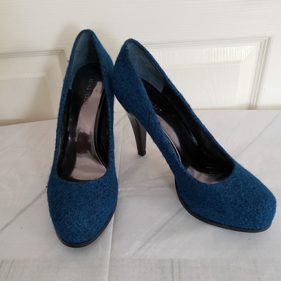 Nine West Shoes - Nine West Blue Fabric Heels